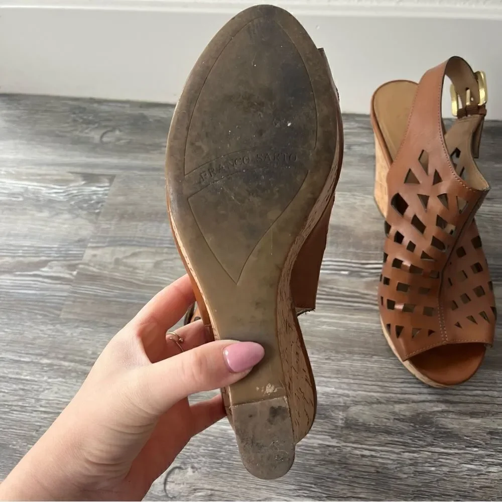 Franco Sarto Chic Sassy Laser Cutout Wedge Sandals